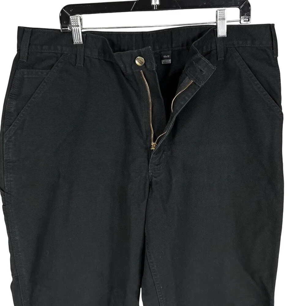 Carhartt Mens 40x32 Duck Loose Fit Canvas Black Utility Chore Pants Carpenter - Picture 12 of 16